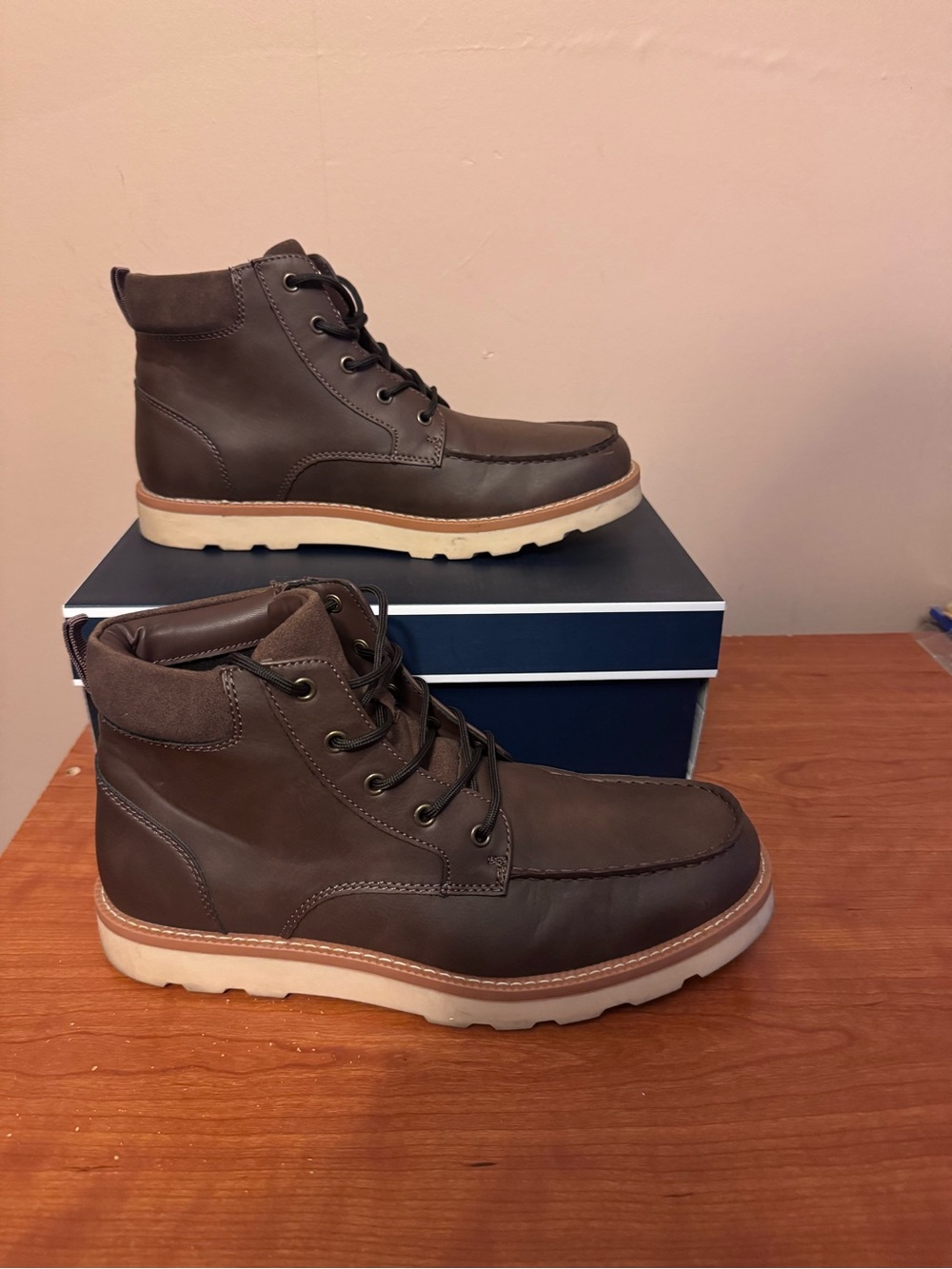 Club Room Brown Lace-Up Moc Toe Ankle Boots